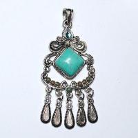 Tqa 705c pendentif pendant orientales berberes turquoise 18x18mm argent 925 1