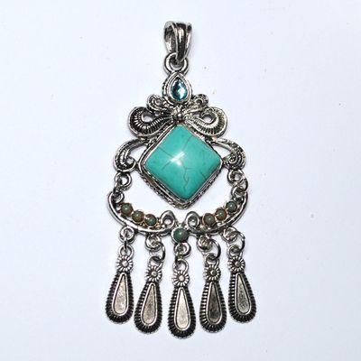 Tqa 705c pendentif pendant orientales berberes turquoise 18x18mm argent 925 1
