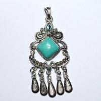 Tqa 705d pendentif pendant orientales berberes turquoise 18x18mm argent 925 1