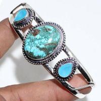 Tqa 753a bracelet torque 25gr turquoise onyx 20x25 ethnique gothique steampunk argent 925