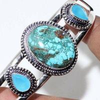 Tqa 753b bracelet torque 25gr turquoise onyx 20x25 ethnique gothique steampunk argent 925