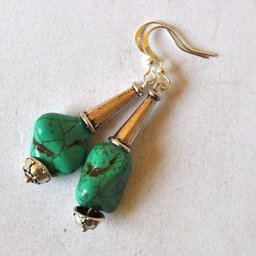 Tqa 784 boucles oreilles egyptienne orientales turquoisei 60mm 8gr argent925 1