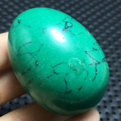 Tqp 064b oeuf turquoise verte tibet tibetaine 66gr 47x34mm pierres polies achat vente