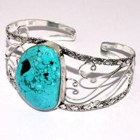 Tqt 013a bracelet torque turquoise 32gr 30x40mm argent ethnique achat vente bijoux 1 1