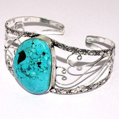 Tqt 013a bracelet torque turquoise 32gr 30x40mm argent ethnique achat vente bijoux 1 1