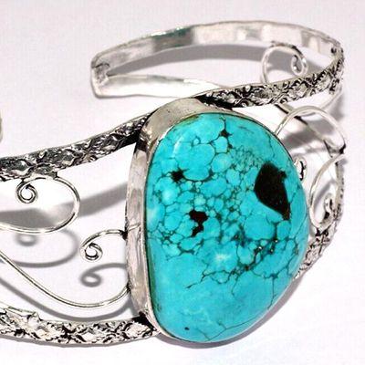 Tqt 013b bracelet torque turquoise 32gr 30x40mm argent ethnique achat vente bijoux 1 1