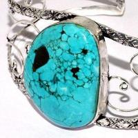 Tqt 013c bracelet torque turquoise 32gr 30x40mm argent ethnique achat vente bijoux 1 1