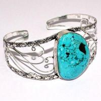 Tqt 013d bracelet torque turquoise 32gr 30x40mm argent ethnique achat vente bijoux 1 1