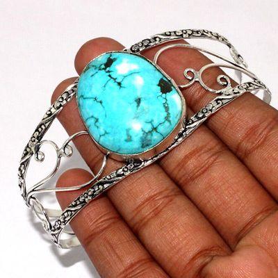 Tqt 017d bracelet torque turquoise 24gr 25x32mm argent ethnique achat vente bijoux 1 1